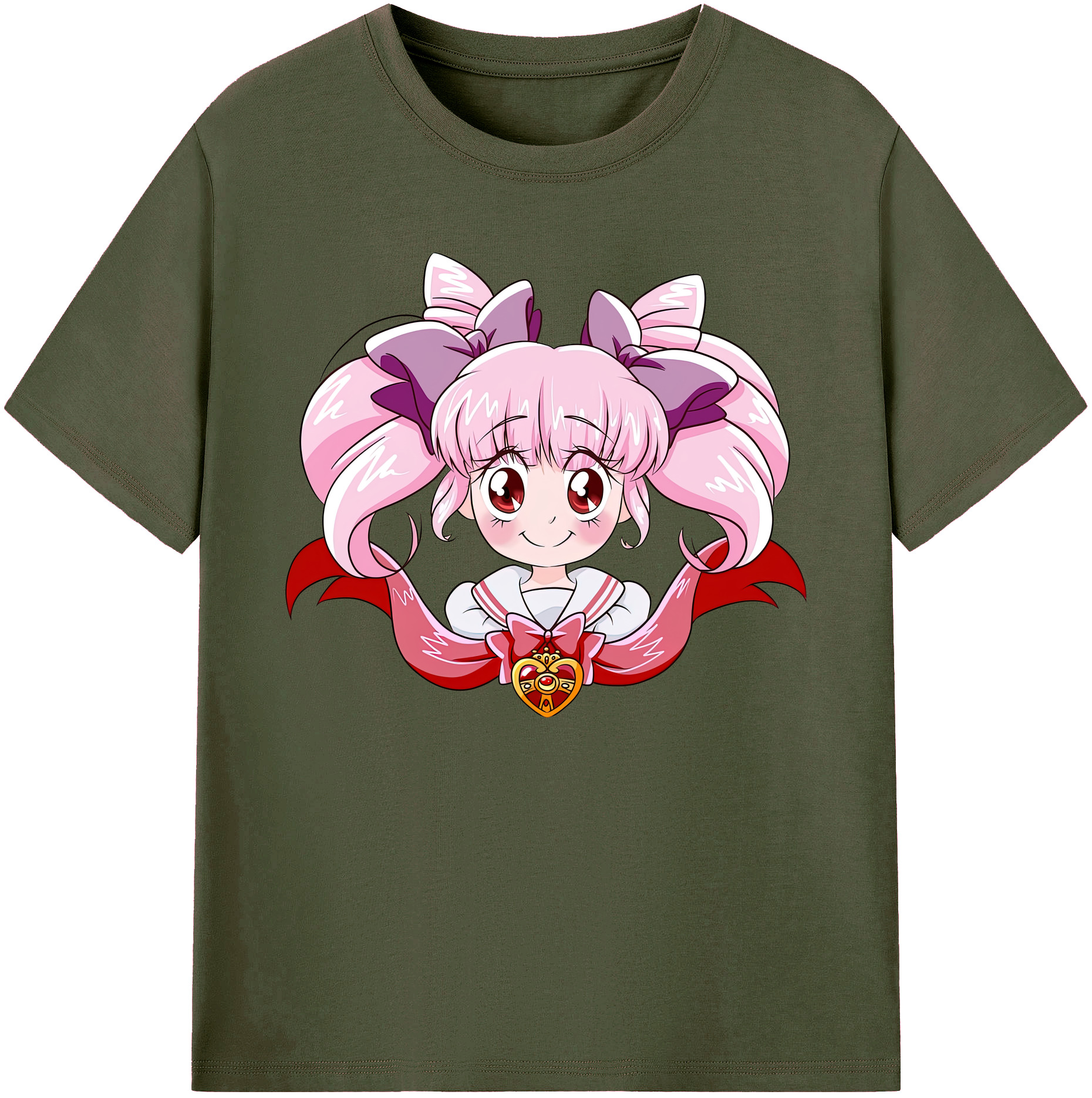 （画像用） 美少女戦士セーラームーン ちびうさ Sailor Moon Chibiusa Tsukino Usagi Small Lady Serenity 綿100％ メンズ半袖Tシャツ｜肌触りやわらか＆通気性